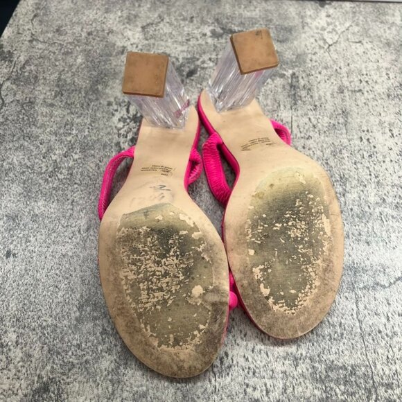 Cape Ribbon Hot Pink Sandal Transparent Heels Womens Size 10M - Picture 8 of 12